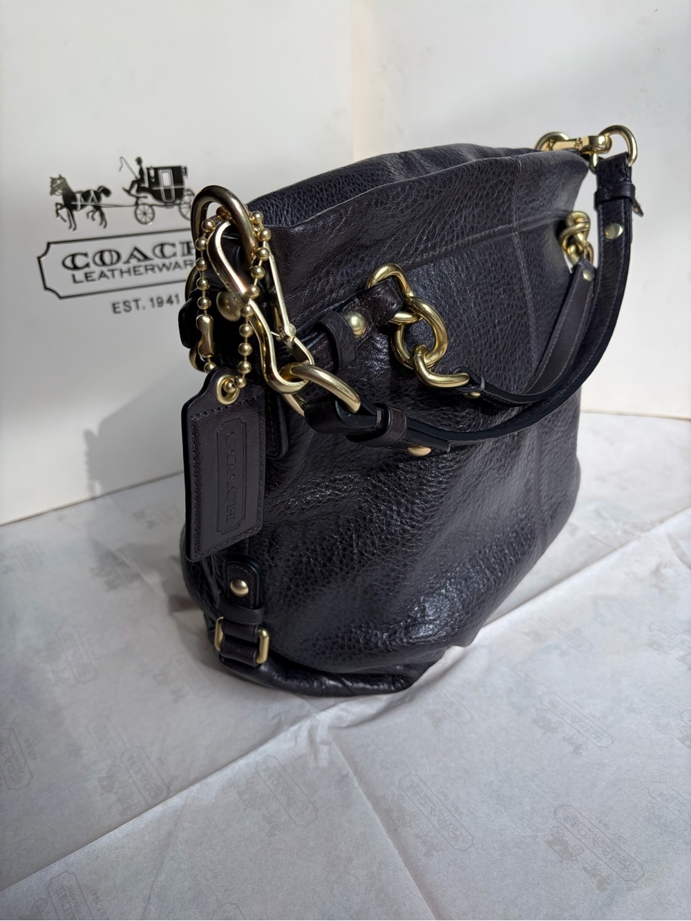 Vintage Coach Mahogany Brooke Leather Hobo Shoulder Bag Brass Hardware NWT
